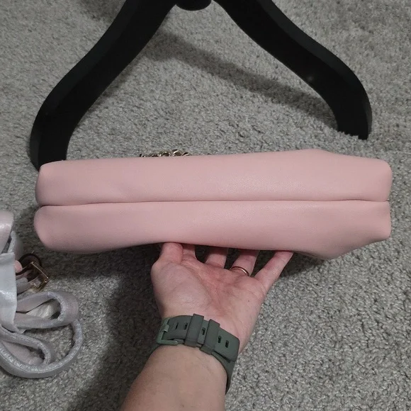 Michael Kors Small Nola Chain Clutch Shoulder Crossbody Bag Smokey Rose Pink - Picture 10 of 16